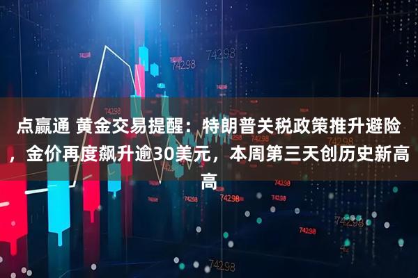 点赢通 黄金交易提醒：特朗普关税政策推升避险，金价再度飙升逾30美元，本周第三天创历史新高